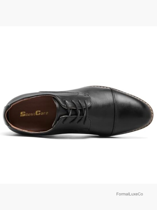 Men\'s Oxfords Cap Toe Dress Shoes Lace Up Formal Business Work